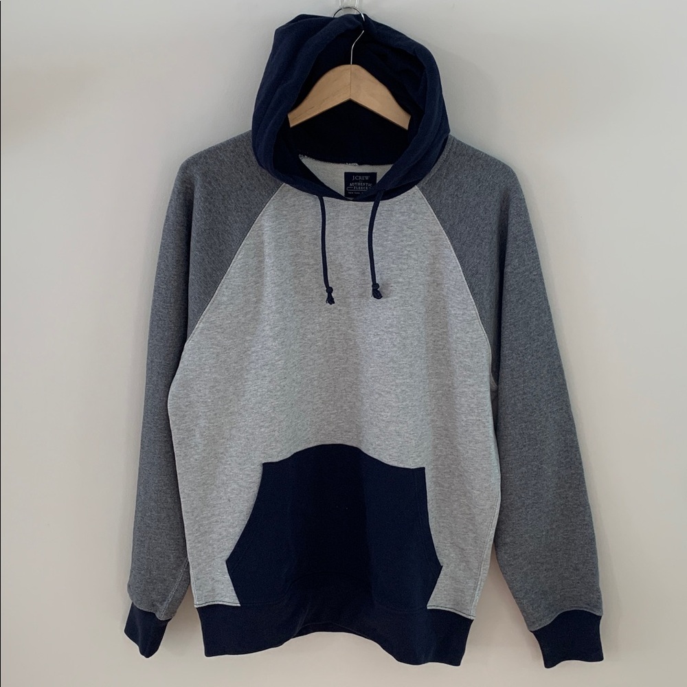 J. Crew Factory Authentic Fleece Men’s Colorblock Hoodie Sweatshirt Size Large